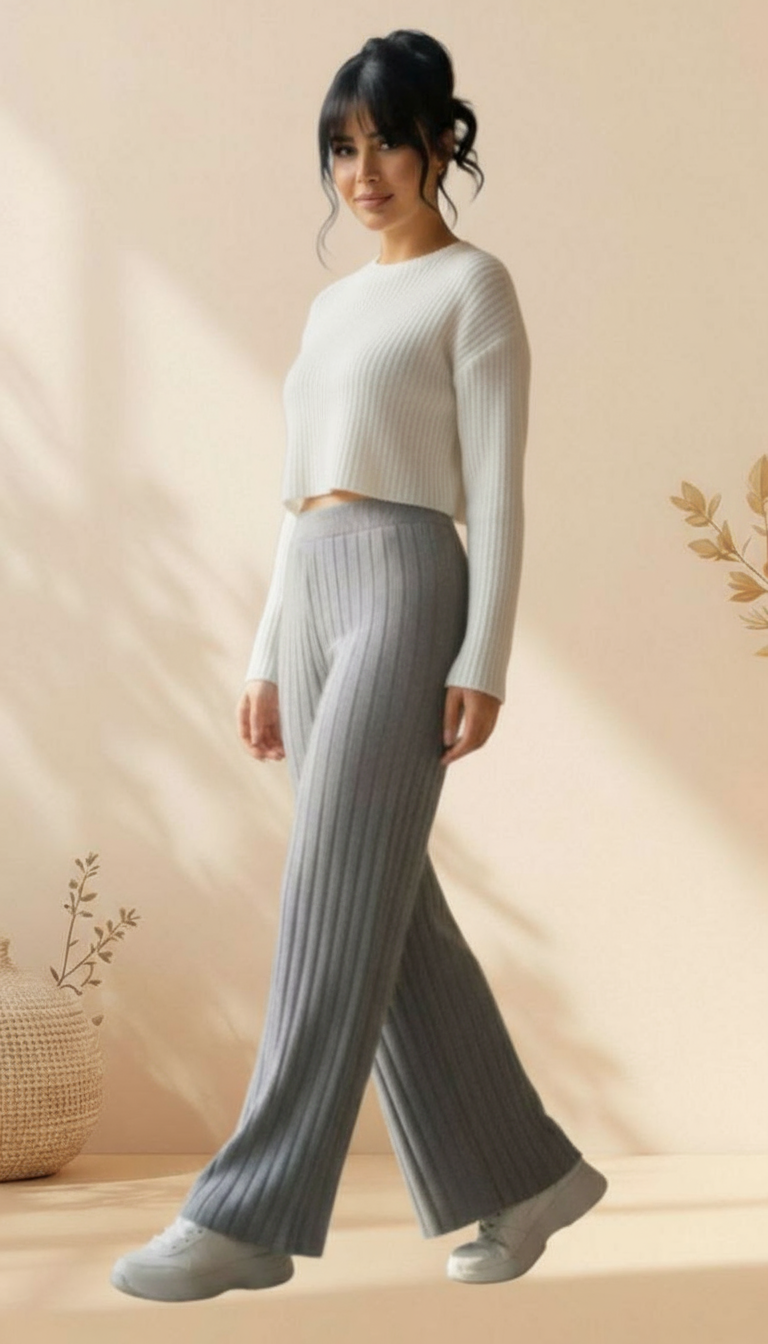 شلوار بافت سبک زنانه فری سایز